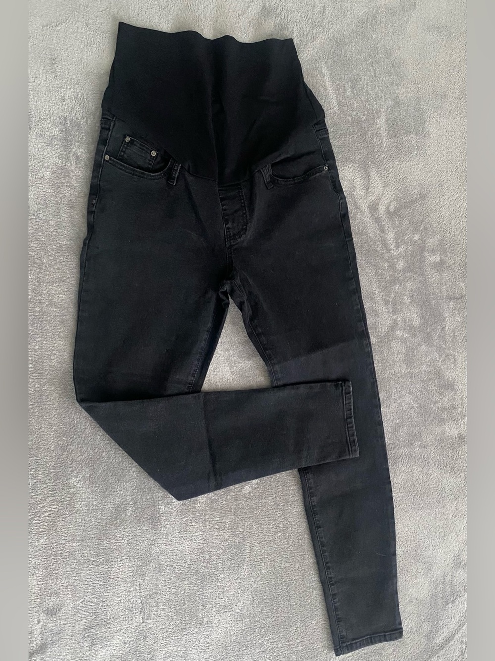 Women’s Maternity Skinny Jeans Black Stretch Over Belly Panel Size L